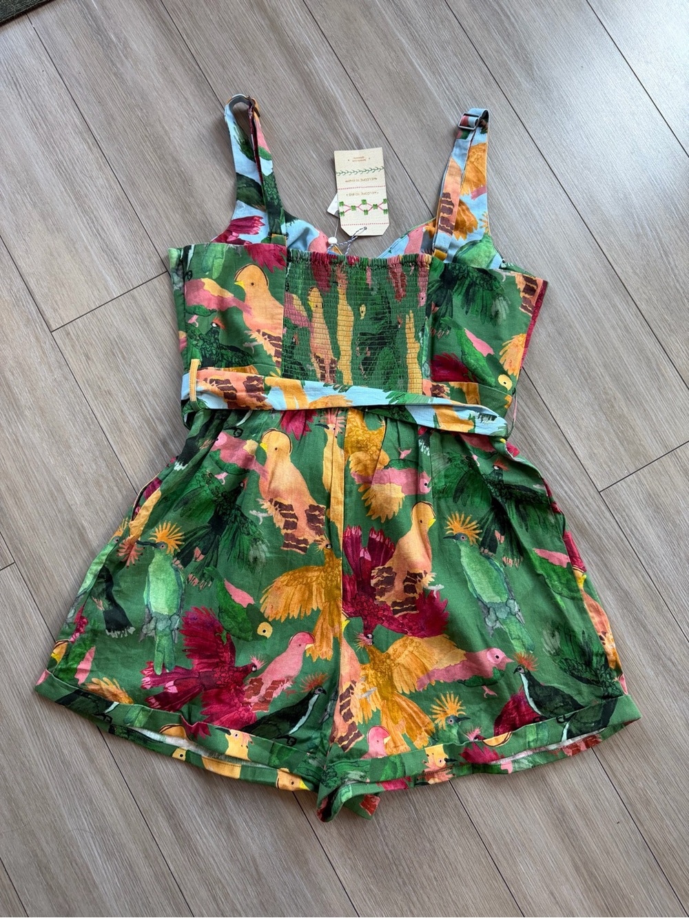 Farm Rio Floral Bird Print Romper NWT - Picture 6 of 7